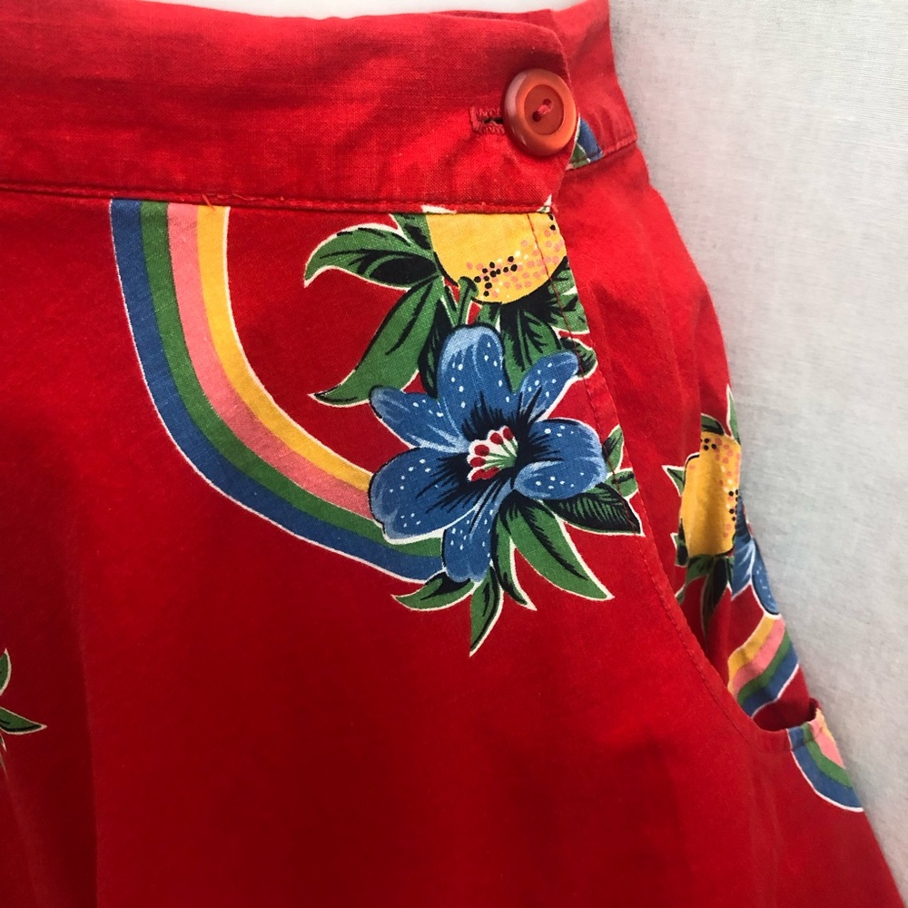 Vintage Hawaiian Rainbow Floral Swing Skirt 60s-70s Medium - Picture 5 of 12